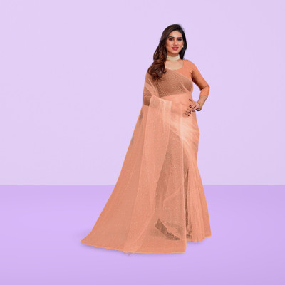 BHAGWATI ART Self Design Bollywood Net Saree(Orange)
