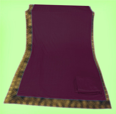 Suvali Fashion Solid/Plain Banarasi Lycra Blend, Chiffon Saree(Purple)