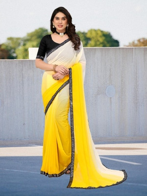 NESHVI ENTERPRISE Ombre Bollywood Georgette Saree(Yellow)