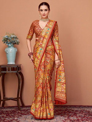 Sareemall Printed Banarasi Viscose Rayon Saree(Multicolor)
