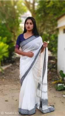 ADbutiq Self Design, Striped Bollywood Handloom Pure Cotton Saree(Yellow)