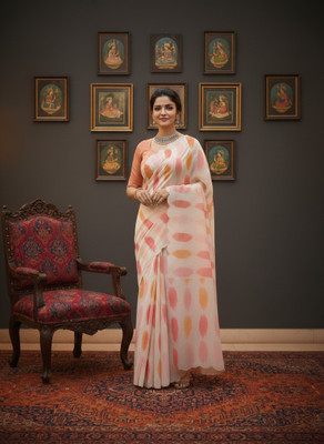 Millstar Printed Bollywood Cotton Linen, Art Silk Saree(Multicolor)