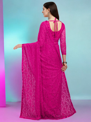 NEXA Self Design Bollywood Net Saree(Pink)