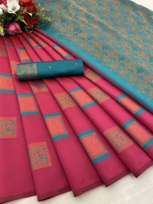 TRENDING KART Woven Banarasi Silk Blend Saree(Pink)