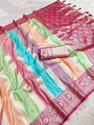 Tasrika Woven Banarasi Cotton Silk Saree(Multicolor)