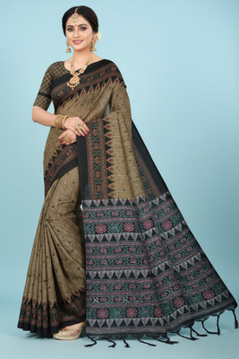 DUGGE FASHION Printed Sambalpuri Pure Cotton Saree(Multicolor)