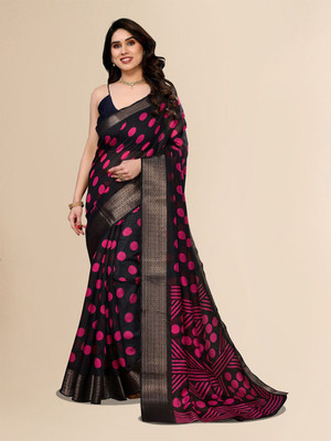 Moda Rapido Printed Bollywood Cotton Blend Saree(Brown, Pink)