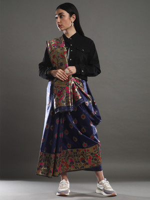 Divastri Printed Bollywood Georgette Saree(Dark Blue)
