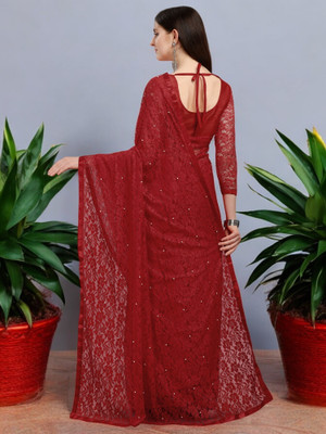 NEXA Self Design Bollywood Net Saree(Maroon)