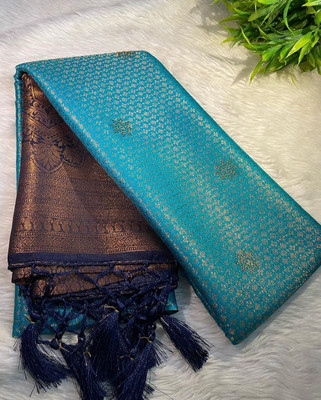 Banaras silk palace Embellished Banarasi Viscose Rayon Saree(Light Blue)