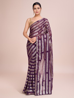 Moda Rapido Embellished Daily Wear Georgette Saree(Purple)