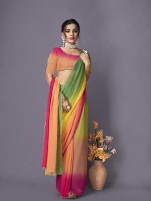 nirmal creation Solid/Plain Bollywood Georgette Saree(Multicolor)