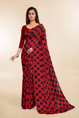 SVB Sarees Printed Banarasi Georgette Saree(Red)