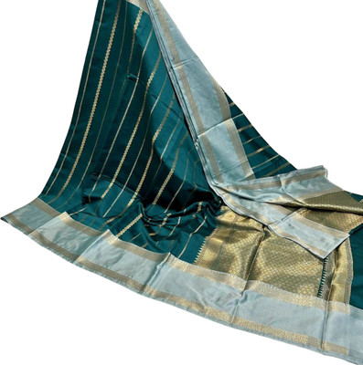 VERMA TEXTILES HOUSE Woven, Self Design Banarasi Cotton Silk Saree(Green)