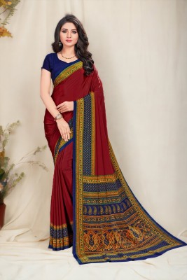 Vipra Designer Printed Daily Wear Crepe Saree(Maroon)