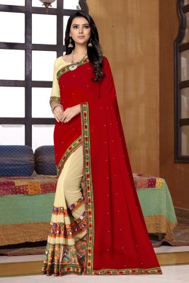 Divastri Embroidered Bollywood Georgette Saree(Red, Cream)