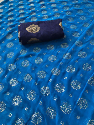 HouseOfCommon Self Design Bollywood Chiffon Saree(Light Blue)