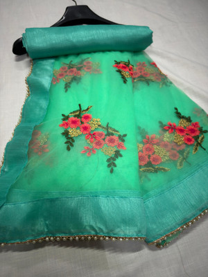 KANJIVARAM STYLE Self Design Bollywood Net Saree(Green)