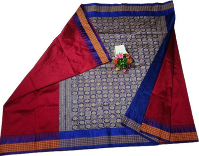 Cirkirow Temple Border Sambalpuri Cotton Silk Saree(Maroon)
