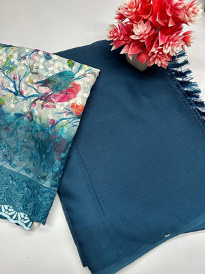 SHIVGANN Floral Print Daily Wear Georgette Saree(Blue)