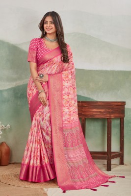 DHARMRAJ ENTERPRISE Printed Bollywood Jute Silk Saree(Pink)