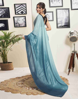 Riddhi textile Hub Self Design Bollywood Silk Blend Saree(Blue)