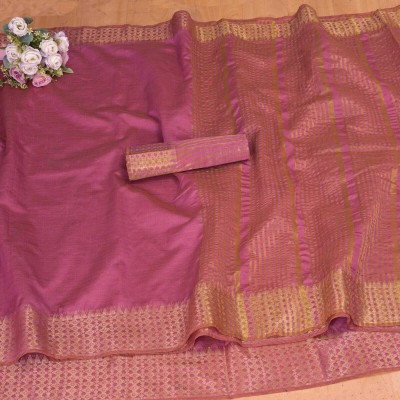 PRAMUKH Woven Kanjivaram Pure Cotton Saree(Magenta)