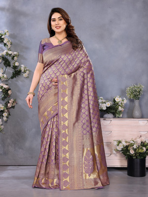 Dori Printed Banarasi Silk Blend, Jacquard Saree(Multicolor)