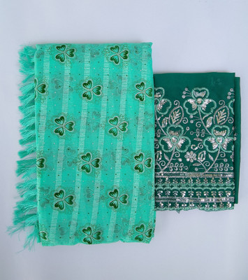Ananya clothings Floral Print Bollywood Chiffon Saree(Green)