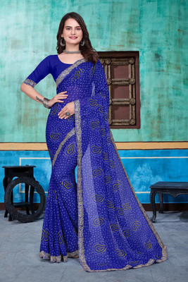 kumawat creation Embroidered Bollywood Georgette Saree(Blue)