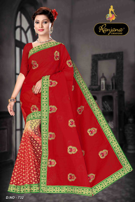 RANJANA CREATION Self Design Bollywood Net Saree(Red)