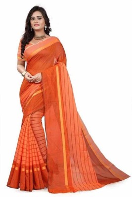 Suntex Striped Daily Wear Cotton Silk Saree(Multicolor)