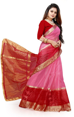 Pemal Designer Embellished Bollywood Organza Saree(Multicolor)