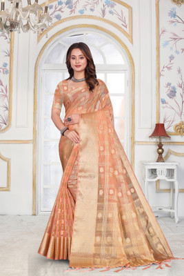 Aarunika SBT Solid/Plain Bollywood Organza Saree(Cream)