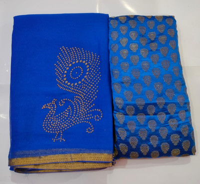 Durga Emporio Embellished Bollywood Chiffon Saree(Blue)