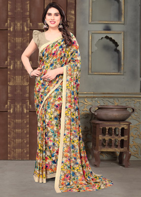 SHUBHSWAR Printed Bollywood Georgette Saree(Cream)