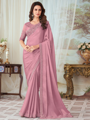 Divastri Embellished Bollywood Silk Blend Saree(Purple)