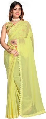 Vrati Creation Embroidered Bollywood Georgette Saree(Yellow)
