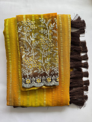 ABSilk Embroidered, Self Design, Solid/Plain Bollywood Georgette Saree(Multicolor)