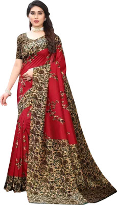 Grubstaker Printed Bollywood Art Silk Saree(Red)