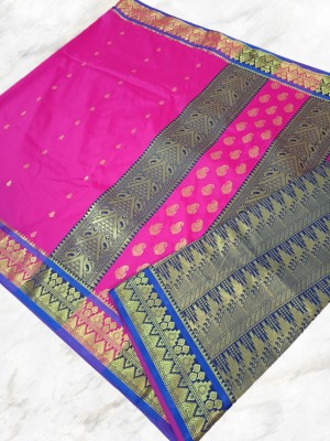 Fascino Fab Woven Kanjivaram Jacquard, Silk Blend Saree(Pink)