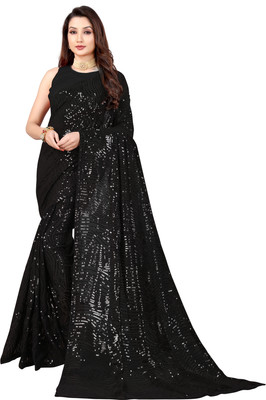 b bella creation Embellished, Embroidered Bollywood Georgette Saree(Black)