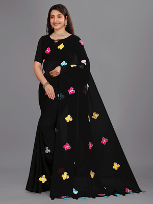 sadika Embroidered Bollywood Georgette Saree(Black)