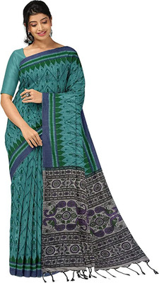 Joyguru Textile Printed Handloom Cotton Blend Saree(Multicolor)