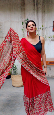 kashvi sarees Geometric Print Bollywood Georgette Saree(Red)