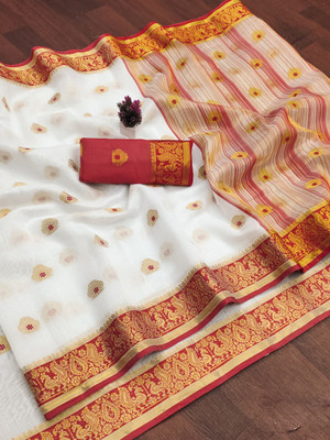 SaaraFashion Printed Gadwal Cotton Silk Saree(Multicolor)