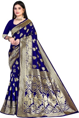 SK SILKMILL Woven Bollywood Cotton Linen, Cotton Silk Saree(Silver, Blue)