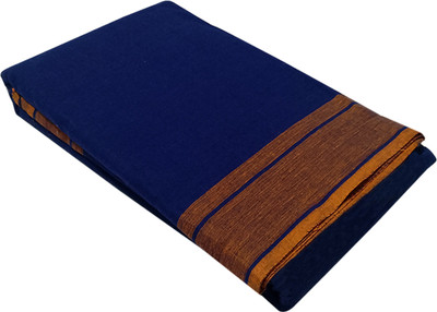 The Anka's Self Design Handloom Pure Cotton Saree(Blue)