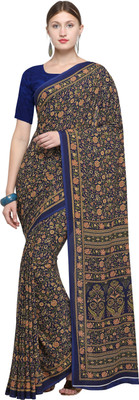 Bansi Ecom Paisley Bollywood Crepe Saree(Dark Blue)