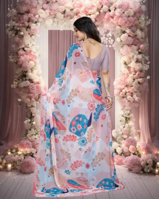 Jayu Printed Leheria Georgette Saree(Multicolor)